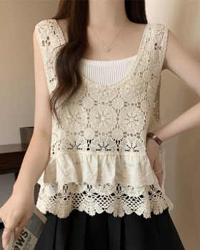 Show young temperament vest lotus leaf edges smock for women