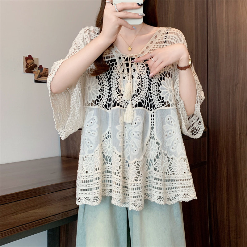 Slim large yard tops fashion all-match smock