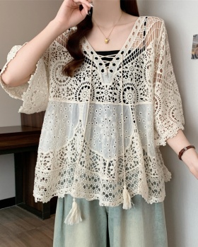 Hollow fashion sweater slim loose smock for women