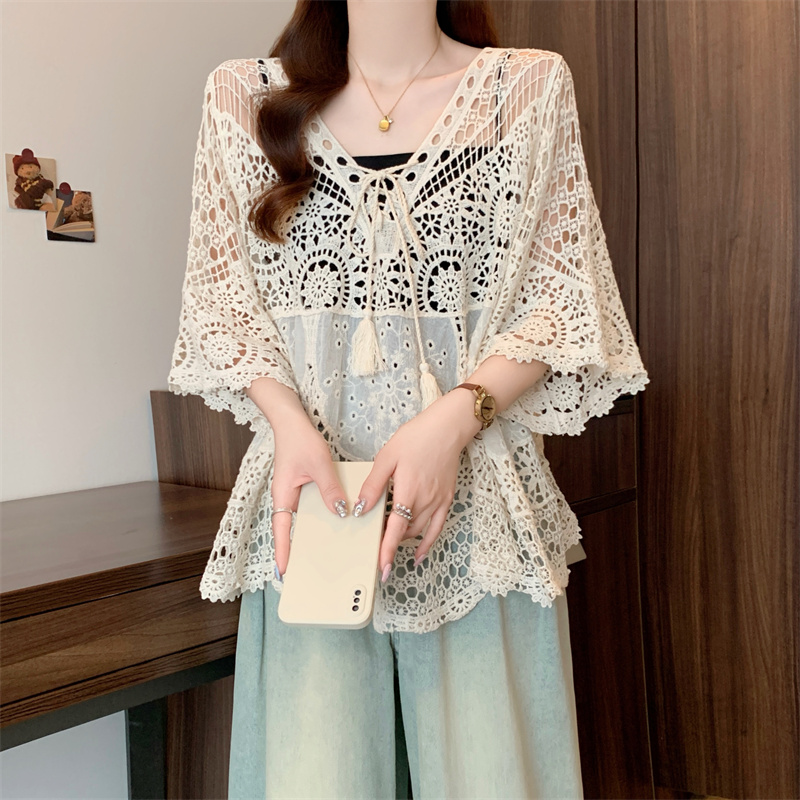 Hollow fashion sweater slim loose smock for women