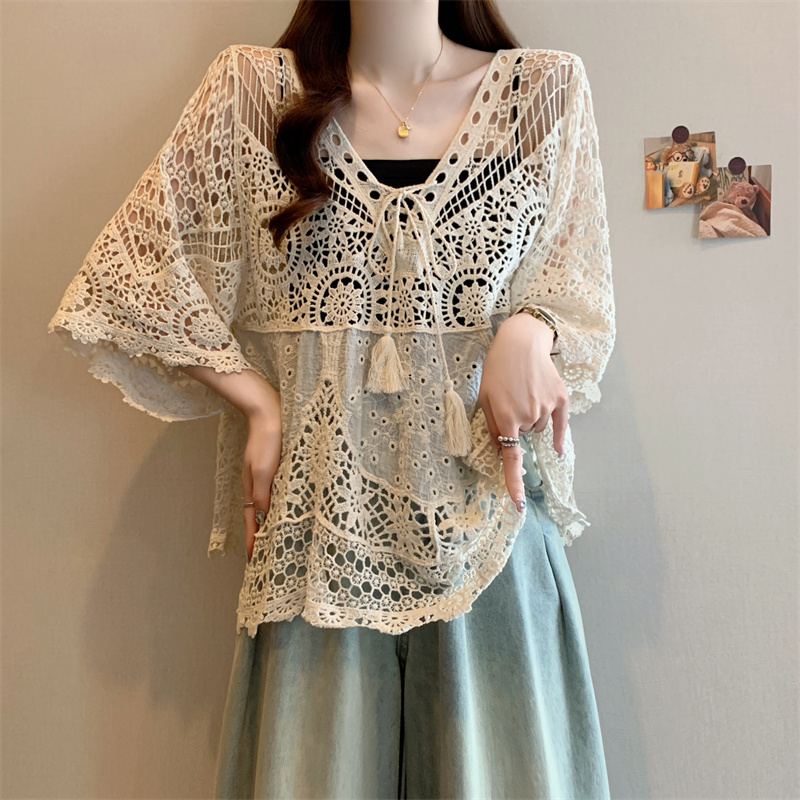 Hollow fashion sweater slim loose smock for women