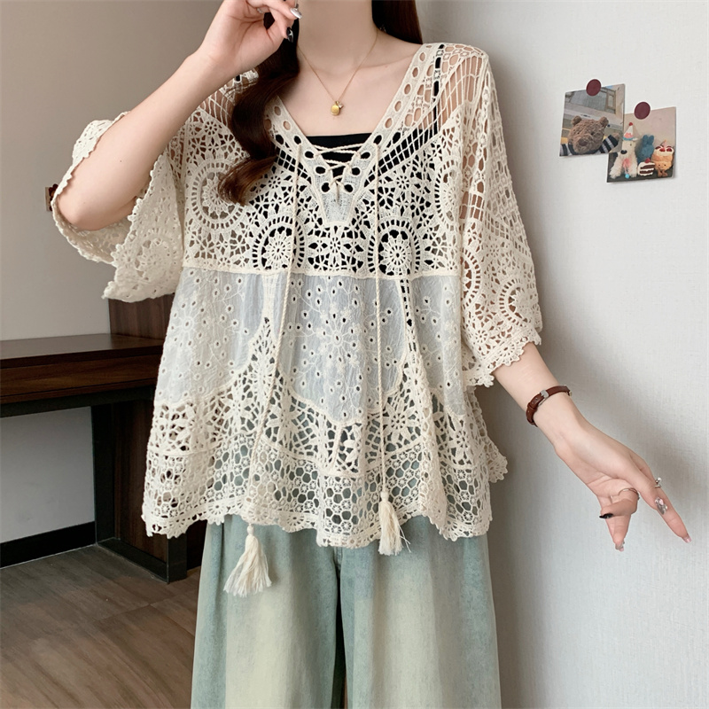 Hollow fashion sweater slim loose smock for women