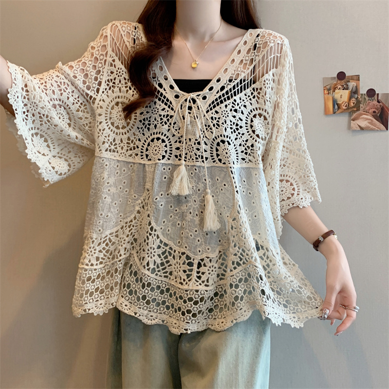 Hollow fashion sweater slim loose smock for women