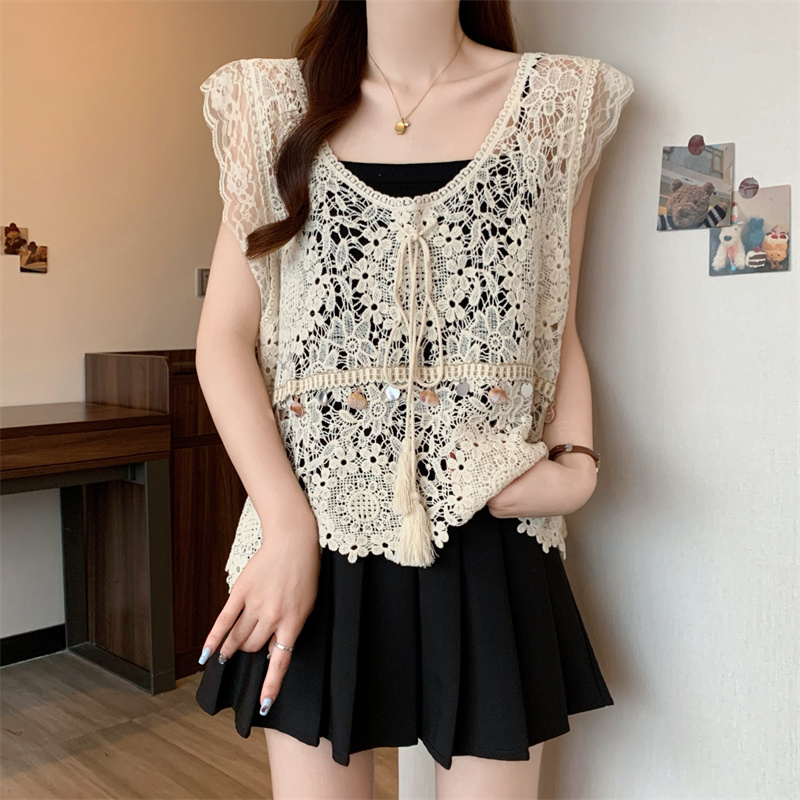 Slim Bohemian style smock crochet fat tops for women