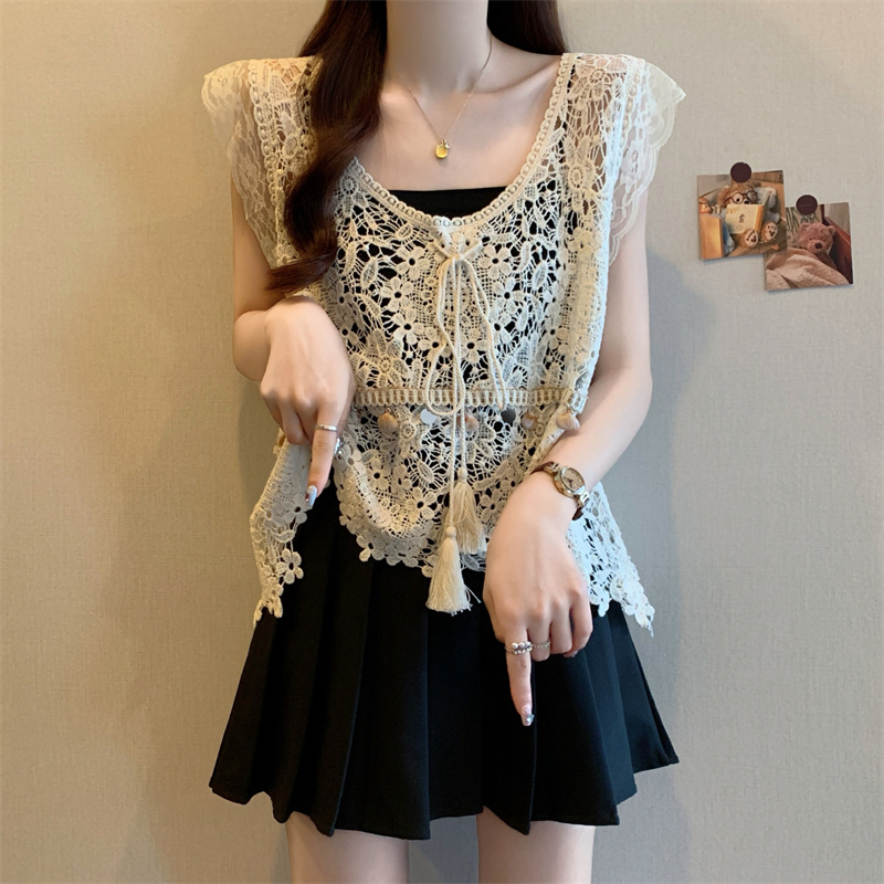 Slim Bohemian style smock crochet fat tops for women