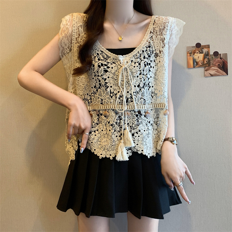 Slim Bohemian style smock crochet fat tops for women
