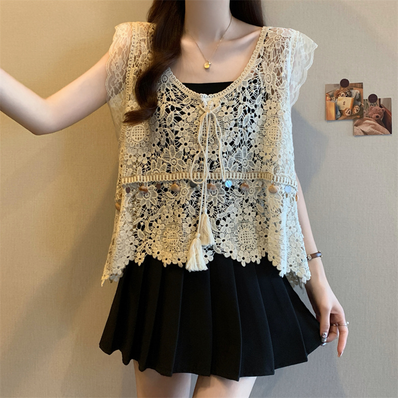 Slim Bohemian style smock crochet fat tops for women