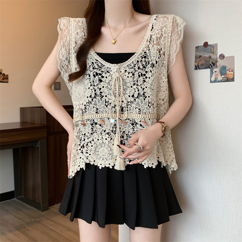 Slim Bohemian style smock crochet fat tops for women
