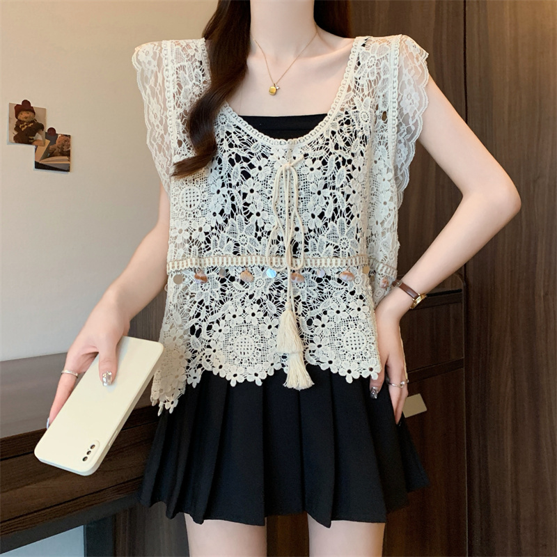 Slim Bohemian style smock crochet fat tops for women