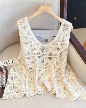 Large yard V-neck tops Korean style crochet vest for women
