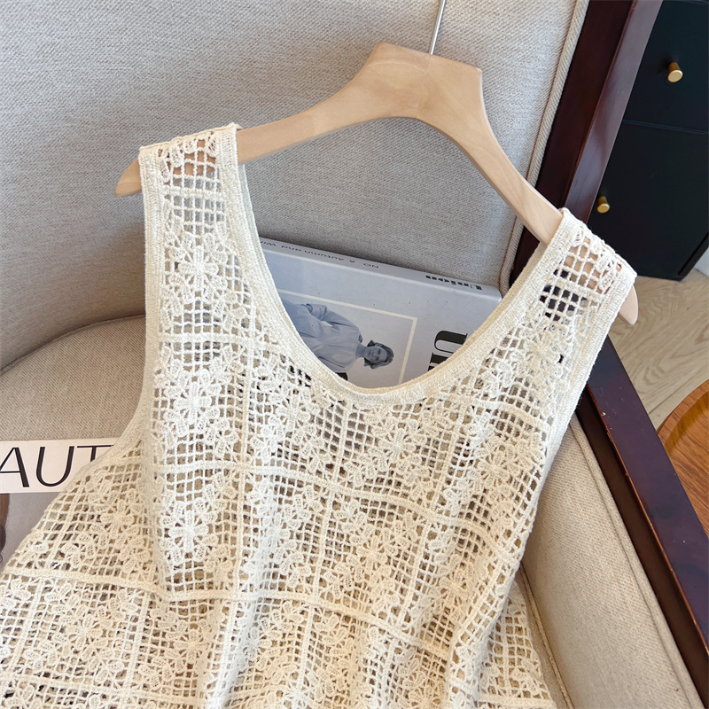 Large yard V-neck tops Korean style crochet vest for women