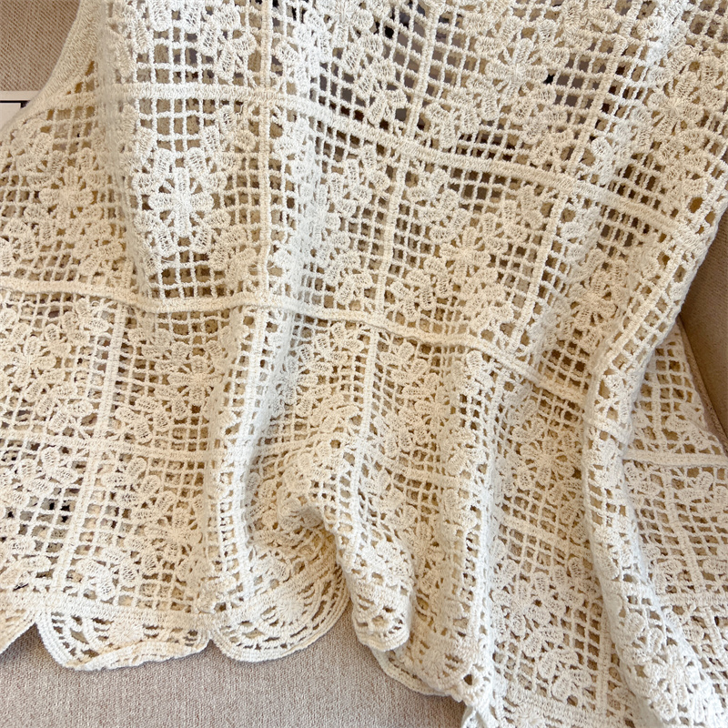 Large yard V-neck tops Korean style crochet vest for women