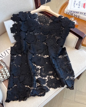 Lace sleeveless irregular shirts summer hollow large yard vest