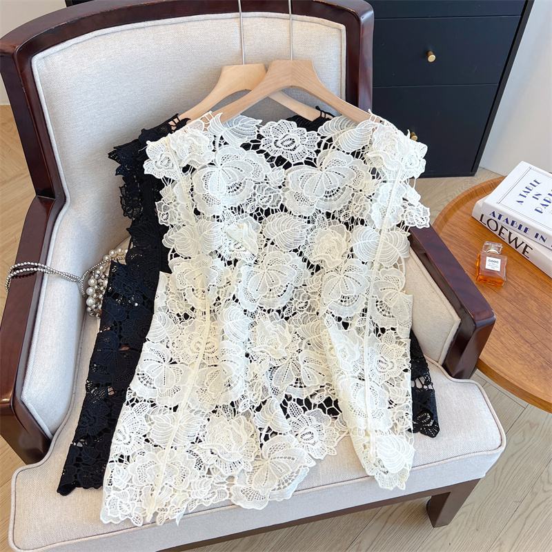 Lace sleeveless irregular shirts summer hollow large yard vest