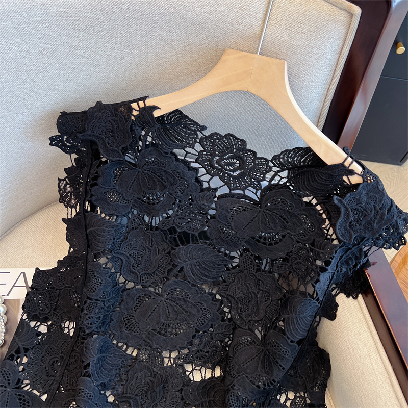 Lace sleeveless irregular shirts summer hollow large yard vest