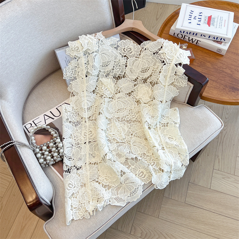 Lace sleeveless irregular shirts summer hollow large yard vest