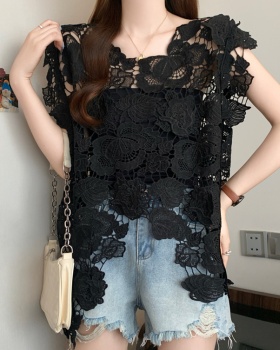 Lace sleeveless large yard vest fat hollow smock for women
