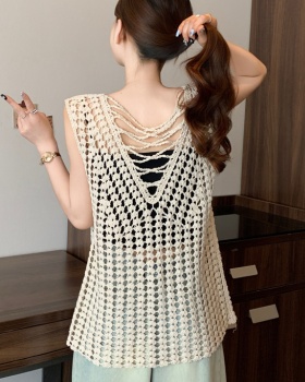 Fat hollow sleeveless smock loose summer vest for women