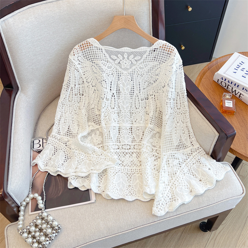 Lace hollow smock large yard Cover belly shirts for women