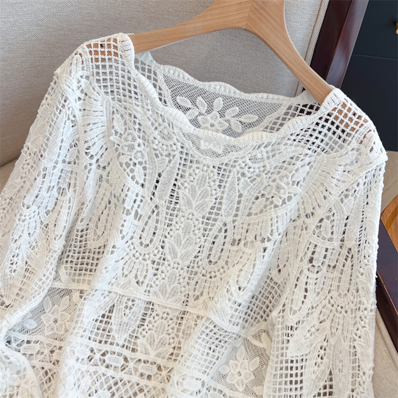 Lace hollow smock large yard Cover belly shirts for women