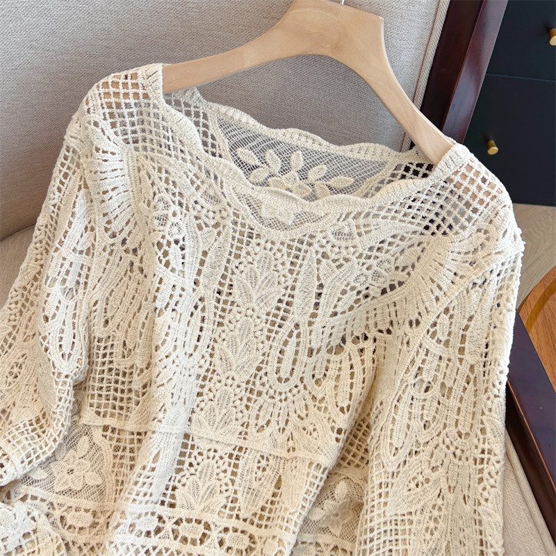 Lace hollow smock large yard Cover belly shirts for women