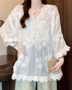 Summer fashion V-neck white shirt for women