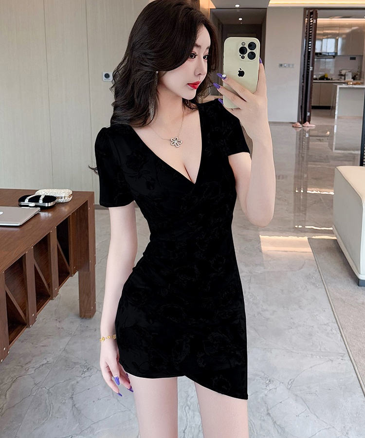 Low-cut package hip gauze sexy overalls dress