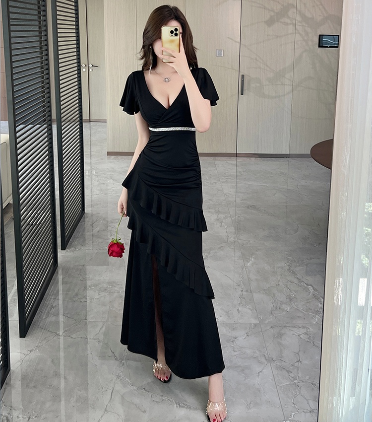 Irregular sexy evening dress overalls dress
