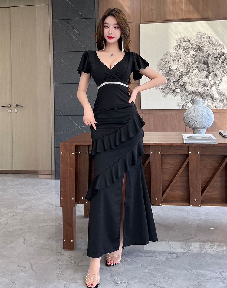 Irregular sexy evening dress overalls dress