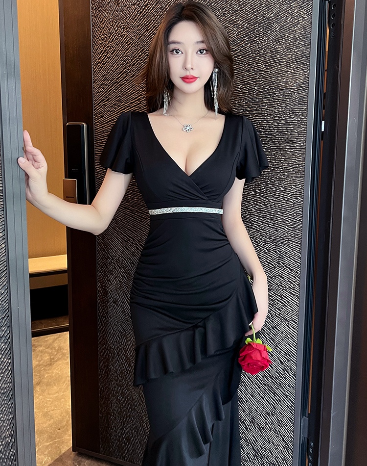 Irregular sexy evening dress overalls dress