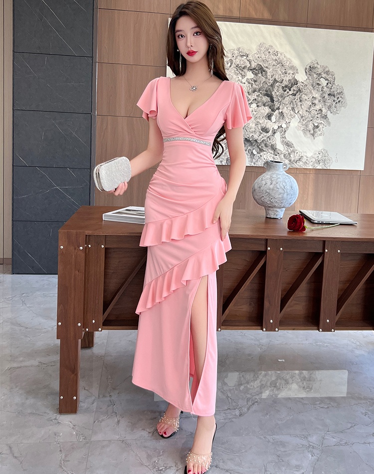 Irregular sexy evening dress overalls dress