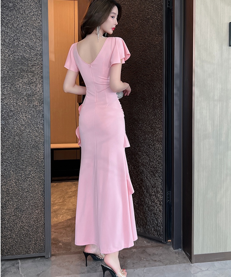 Irregular sexy evening dress overalls dress