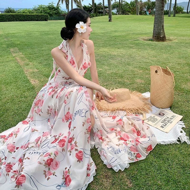 Irregular dress France style long dress