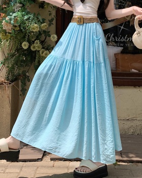 Pocket cake big skirt Korean style summer with belt skirt