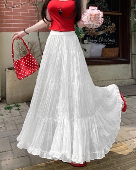 A-line high waist long skirt big skirt skirt for women