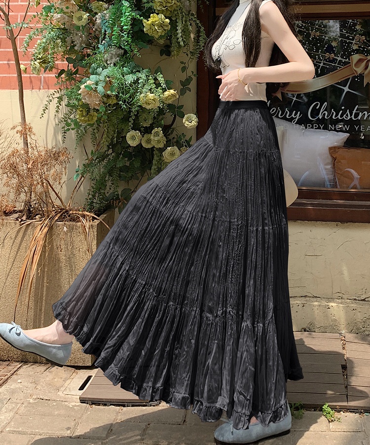 A-line high waist long skirt big skirt skirt for women