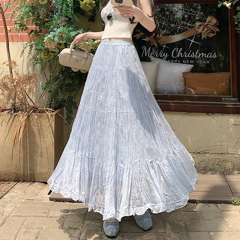 A-line high waist long skirt big skirt skirt for women