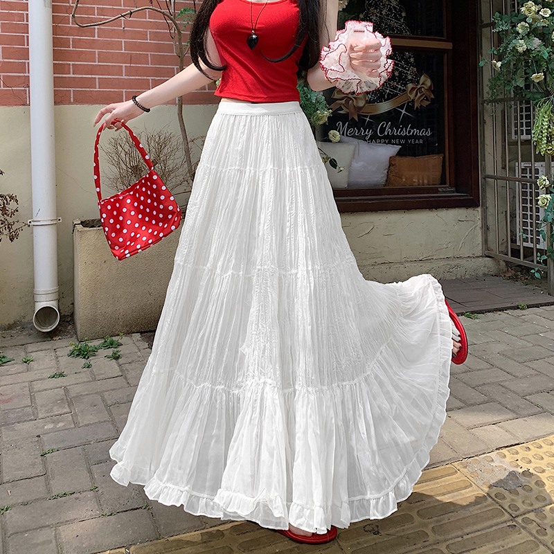 A-line high waist long skirt big skirt skirt for women