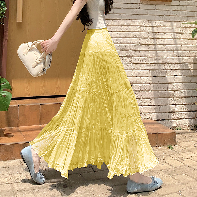 A-line high waist long skirt big skirt skirt for women