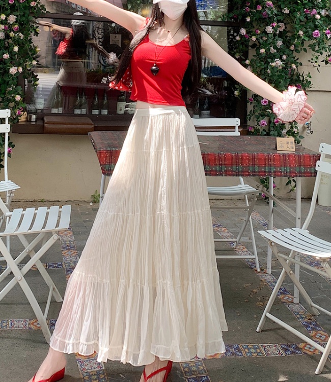 A-line high waist long skirt big skirt skirt for women