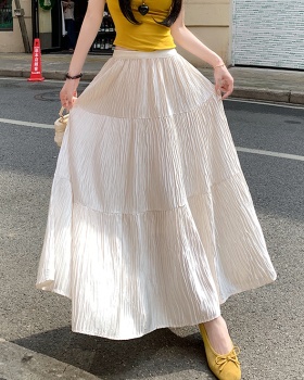 Big skirt A-line France style long skirt pleated satin skirt