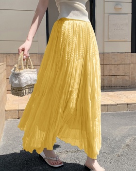 Fold A-line skirt high waist big skirt long skirt