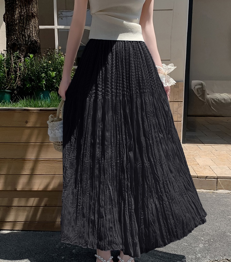 Fold A-line skirt high waist big skirt long skirt