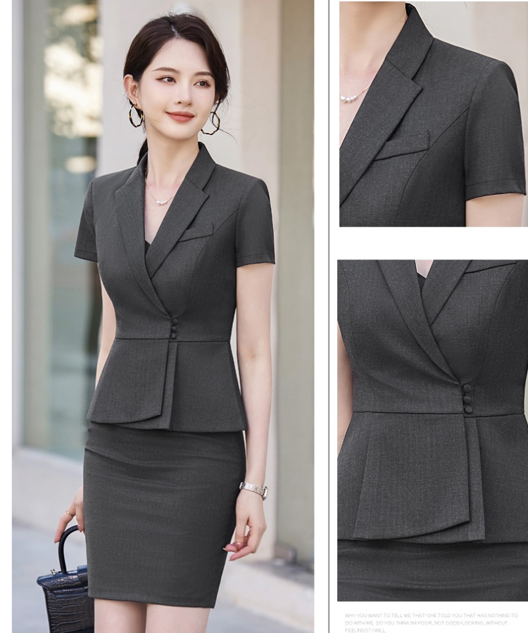 Slim summer coat short sleeve skirt a set for women