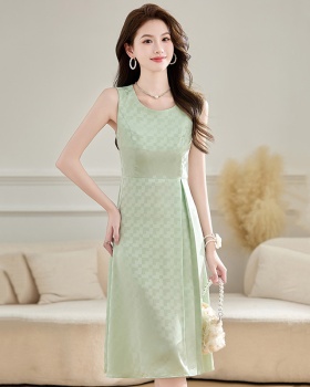 Long fashion no collar Western style ladies dress