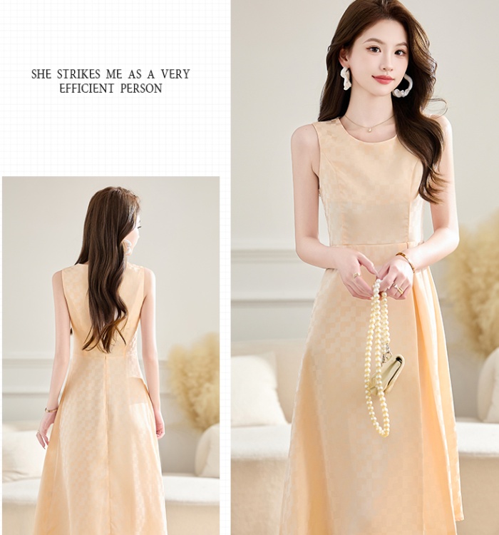Long fashion no collar Western style ladies dress