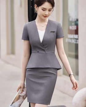 Summer slim coat short sleeve skirt a set for women