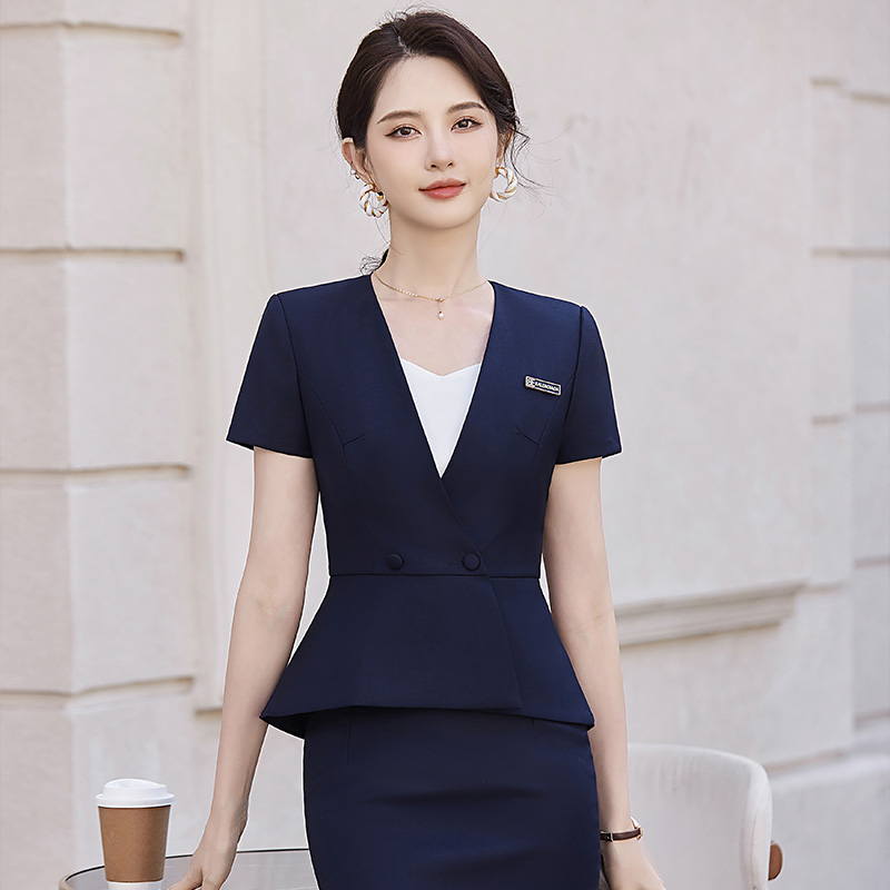 Summer slim coat short sleeve skirt a set for women