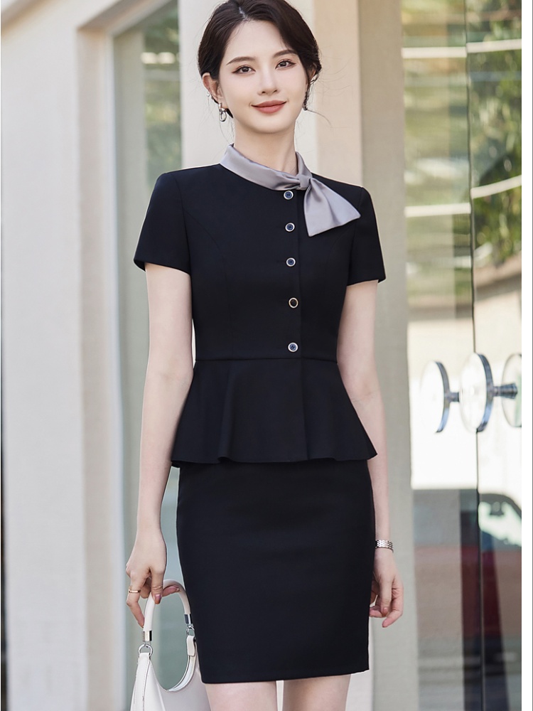 Short sleeve coat slim business suit a set for women