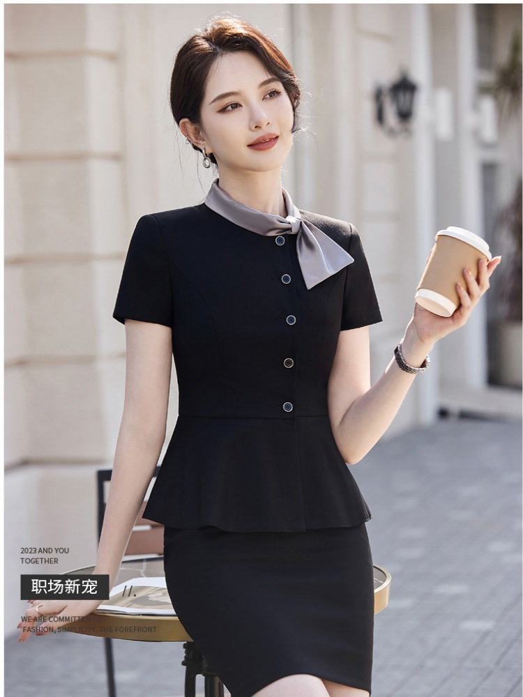 Short sleeve coat slim business suit a set for women